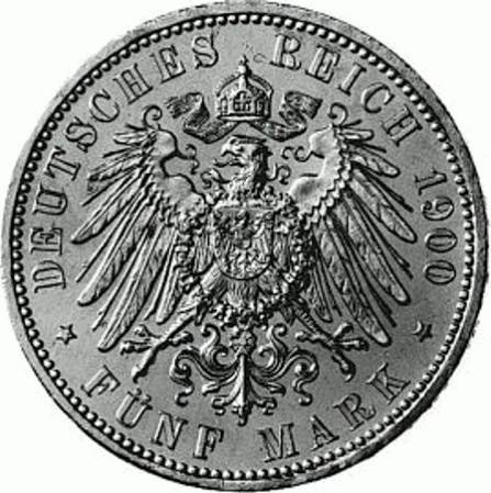 104 - PREUßEN : 5 Mark 1891-1908 A - Wilhelm II  coin collectible - Main Image 2