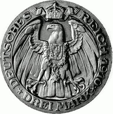 107 - PREUßEN : 3 Mark 1910 A - Uni Berlin  coin collectible - Main Image 2