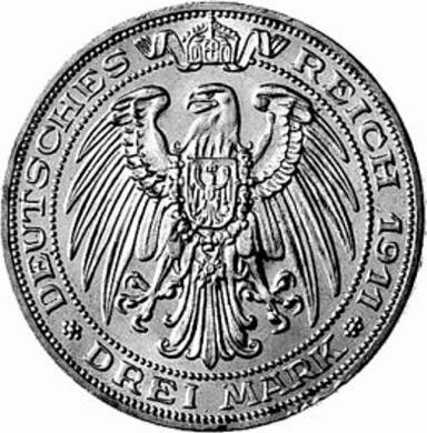 108 - PREUßEN : 3 Mark 1911 A - Uni Breslau  coin collectible - Main Image 2
