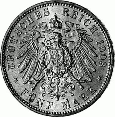 130 - SACHSEN : 5 Mark 1903&1904 E - Georg  coin collectible - Main Image 2