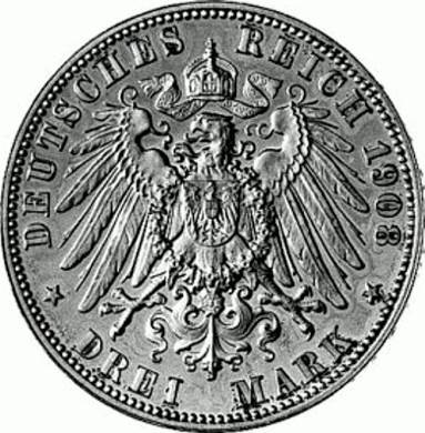 135 - SACHSEN : 3 Mark 1908-1913 E - Friedrich August III  coin collectible - Main Image 2