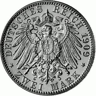 138 - SACHSEN : 2 Mark 1909 E - Uni Leipzig  coin collectible - Main Image 2