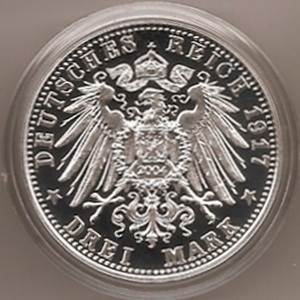 141R - SACHSEN : 3 Mark 1917 E - Friedrich der Weise  coin collectible - Main Image 2