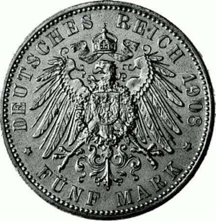 153b - SACHSEN-MEININGEN : 5 Mark 1902&1908 D - Georg II  coin collectible - Main Image 2