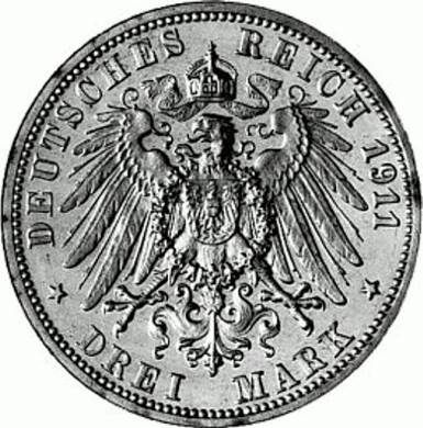 177 - WÜRTTEMBERG : 3 Mark 1911 F - Silberhochzeit  coin collectible - Main Image 2