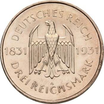 348 PP - WEIMAR : 3 Reichsmark 1931 A - Karl zum Stein  coin collectible - Main Image 2