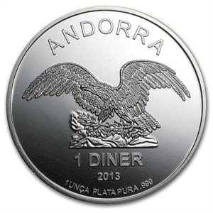 Andorra Eagle 1 Diner Silver Coin  coin collectible - Main Image 2