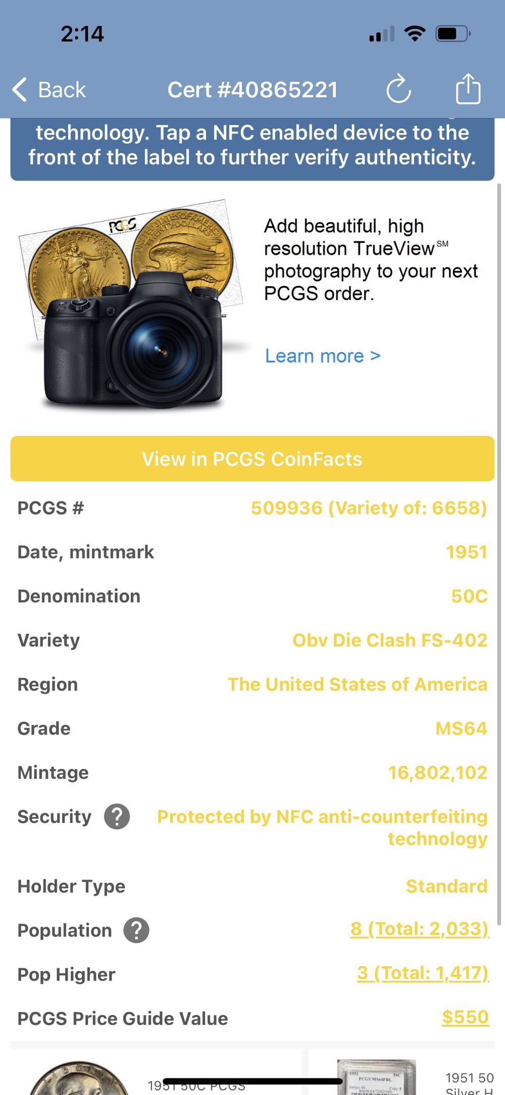 Half Dollar 1951 Franklin  coin collectible - Main Image 3