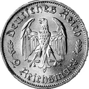 358 - 3. REICH : 2 Reichsmark 1934 F - Schiller  coin collectible - Main Image 2