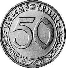 365 - 3. REICH : 50 Reichspf. 1938-1939 ABDEFGJ coin collectible - Main Image 1