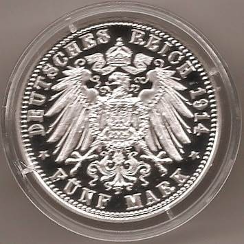 053R - BAYERN : 5 Mark 1914 D - Ludwig III  coin collectible - Main Image 2
