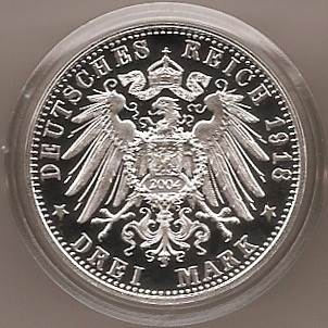 054R - BAYERN : 3 Mark 1918 D - Goldene Hochzeit  coin collectible - Main Image 2
