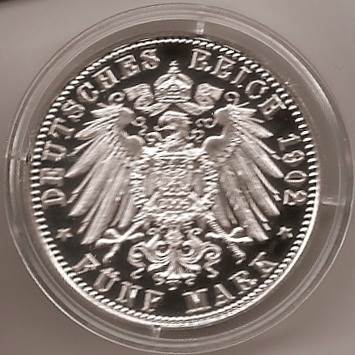 125R - SACHSEN : 5 Mark 1902 E - Albert  coin collectible - Main Image 2