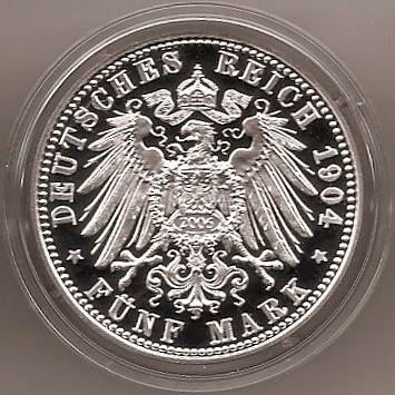 133R - SACHSEN : 5 Mark 1904 E - Georg  coin collectible - Main Image 2