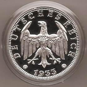 349R - WEIMAR : 3 Reichsmark 1933 G - Kursmünze  coin collectible - Main Image 2