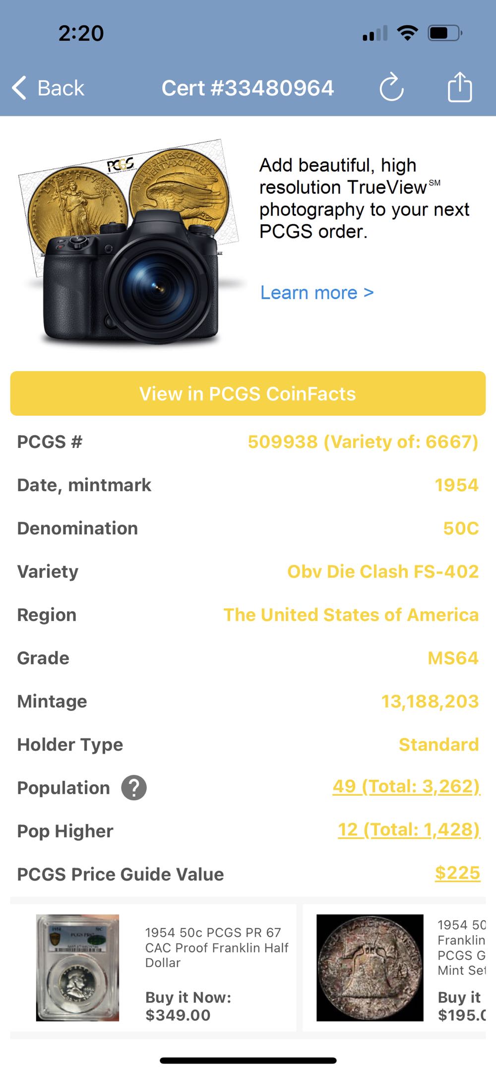 Franklin Half 1954-P (Obv. Die Clash)  coin collectible - Main Image 3