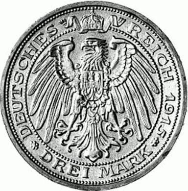 088 - MECKLENBURG-SCHWERIN - 3 Mark 1915 A - Jahrhundertf.  coin collectible - Main Image 2