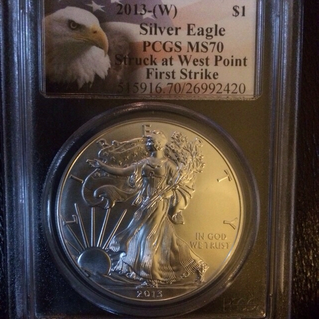 2013-(w) Silver Eagle First Strike coin collectible - Main Image 1