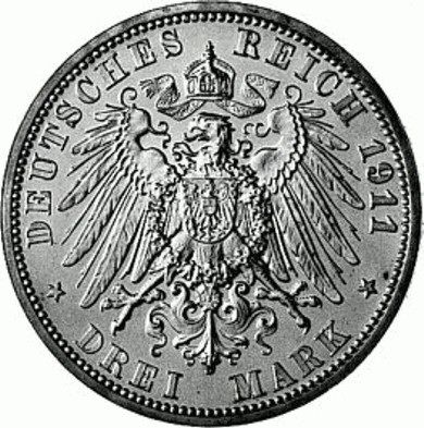 166 - SCHAUMBURG -LIPPE : 3 Mark 1911 A - Georgmit Daten  coin collectible - Main Image 2