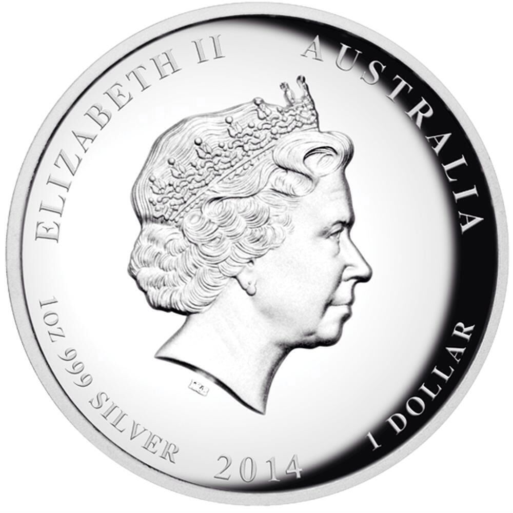 Australian Lunar Series II 2014 Year of the Horse 1oz Silver Proof High Relief Coin  coin collectible - Main Image 2