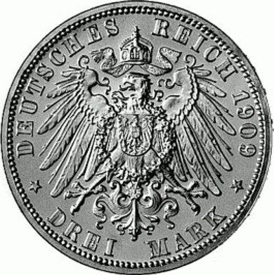 170 - SCHWARZBURG-SONDERHS.: 3 Mark 1909 A - Karl-Günter  coin collectible - Main Image 2