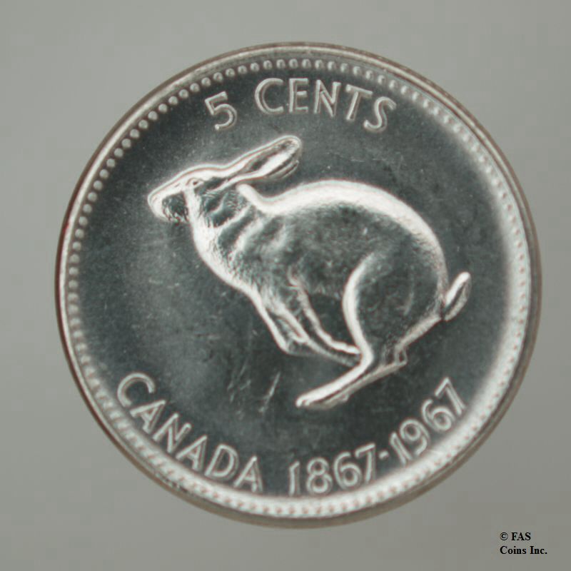 5 Cent 1967 Canada Roll  coin collectible - Main Image 2