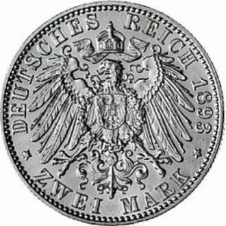 124 - SACHSEN : 2 Mark 1891-1902 E - Albert   coin collectible - Main Image 2