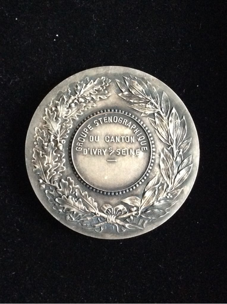 Silvered Medal Of Merit In Shorthand  coin collectible - Main Image 2