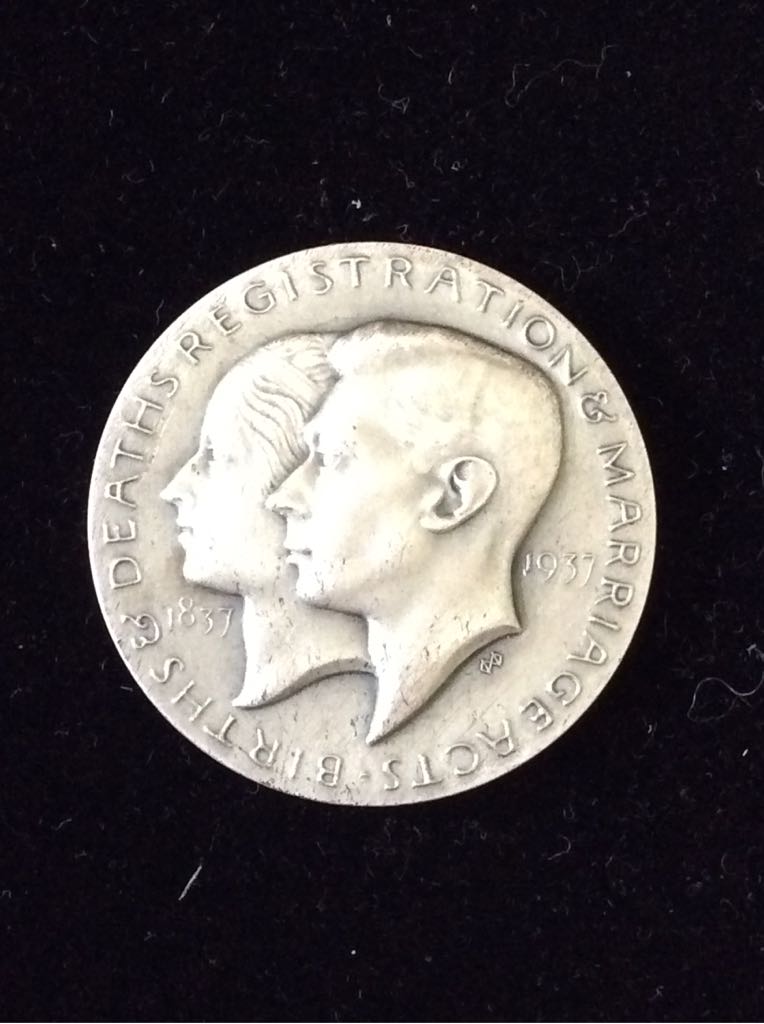 Births & Deaths Registration & Marriage Acts Centenary Medal  coin collectible - Main Image 2