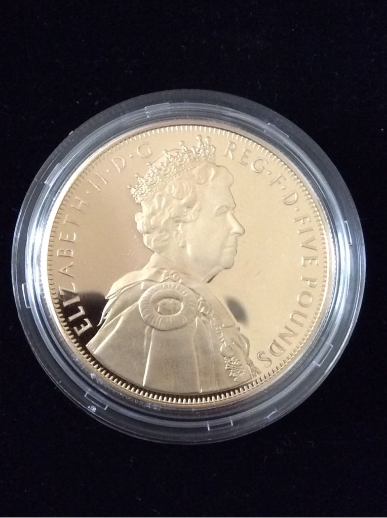 Diamond Jubilee £5 Gold Plated Silver Proof  coin collectible - Main Image 2