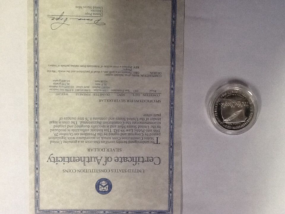 United States Constitution Silver Dollar 1987  coin collectible - Main Image 2