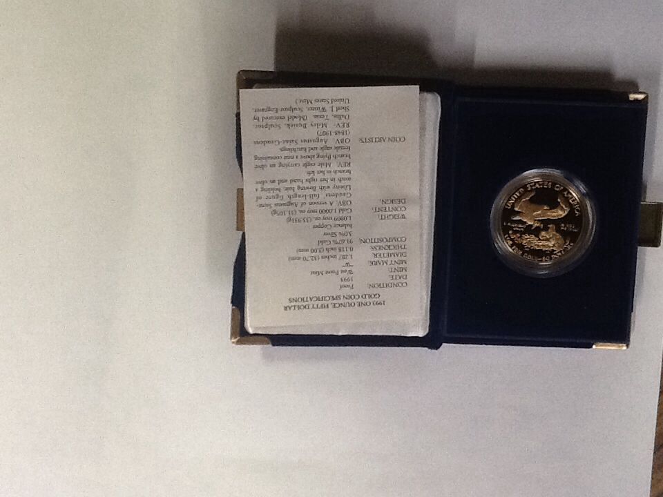 1993 American Eagle One Ounce $50 Gold Coin Mint W  coin collectible - Main Image 2