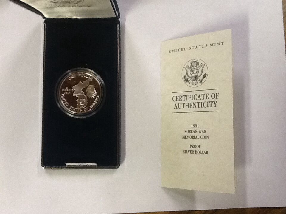 1991 Korean War Memorial United States Proof Silver Dollar  coin collectible - Main Image 2