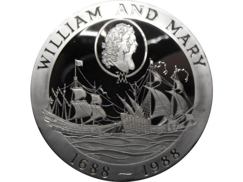 BNTA Coinex Silver Medal - William And Mary 1688 - 1988  coin collectible - Main Image 2