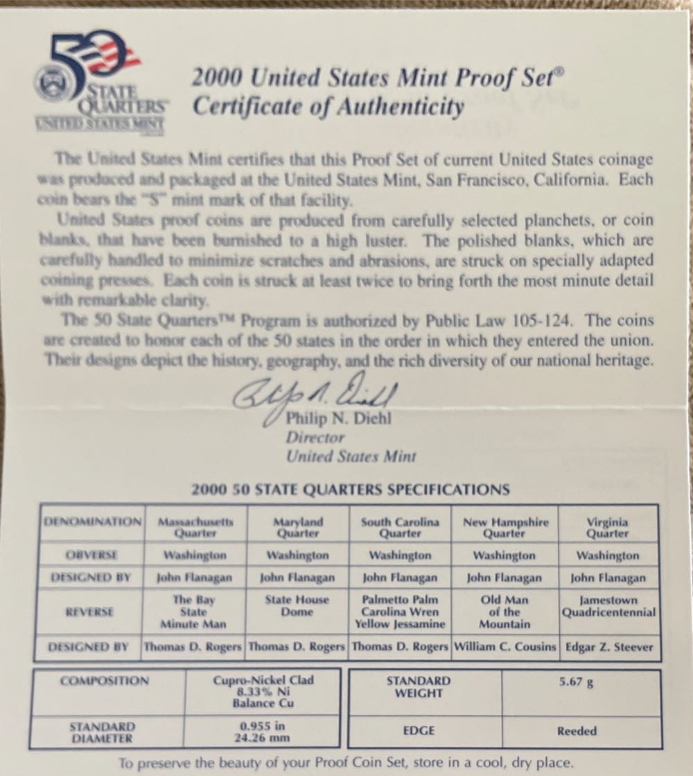 2000 US Mint Proof Set  coin collectible - Main Image 2