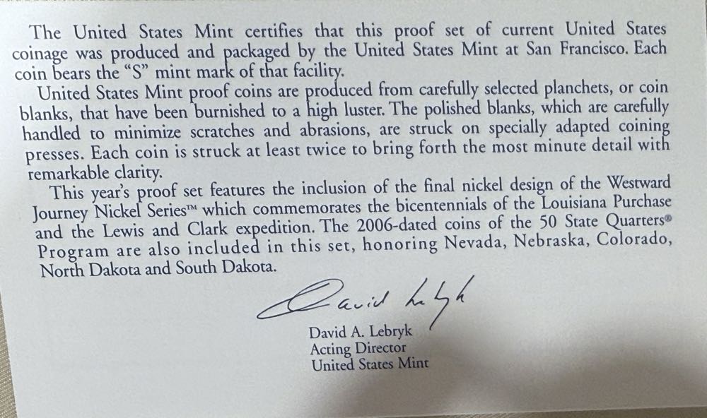 Standard Proof 2006-S US Mint Proof (10) Coin Set  coin collectible - Main Image 7