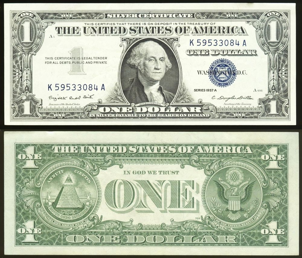 One Dollar Bill 1957 B Silver Certificate  coin collectible - Main Image 2