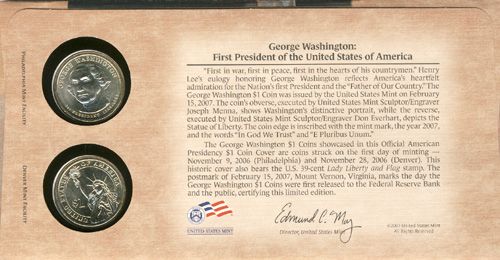 US Presidency $1 Coin Cover George Washington  coin collectible - Main Image 2