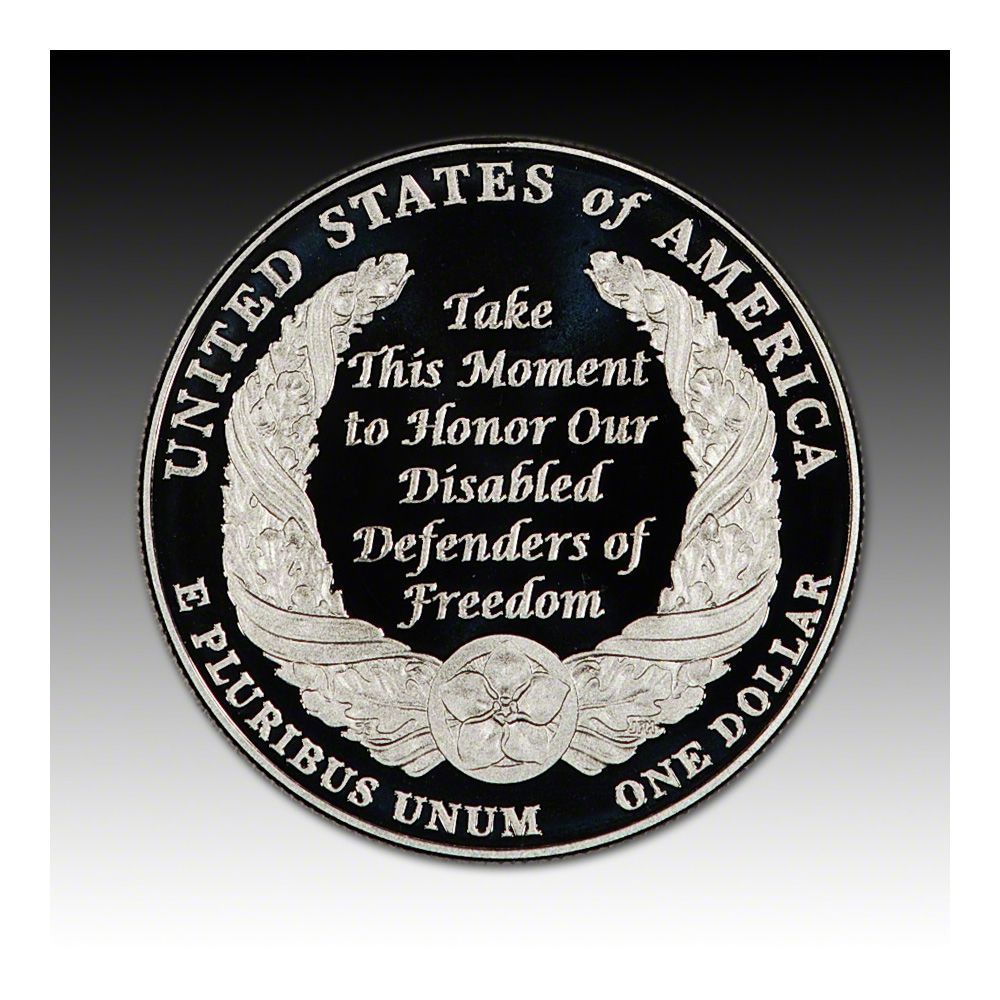 American Veterans Disabled For Life Proof Silver Dollar  coin collectible - Main Image 2
