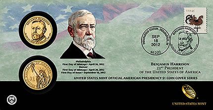 US Presidency $1 Coin Cover Benjamin Harrison  coin collectible - Main Image 2