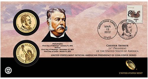 US Presidency $1 Coin Cover Chester Arthur  coin collectible - Main Image 2