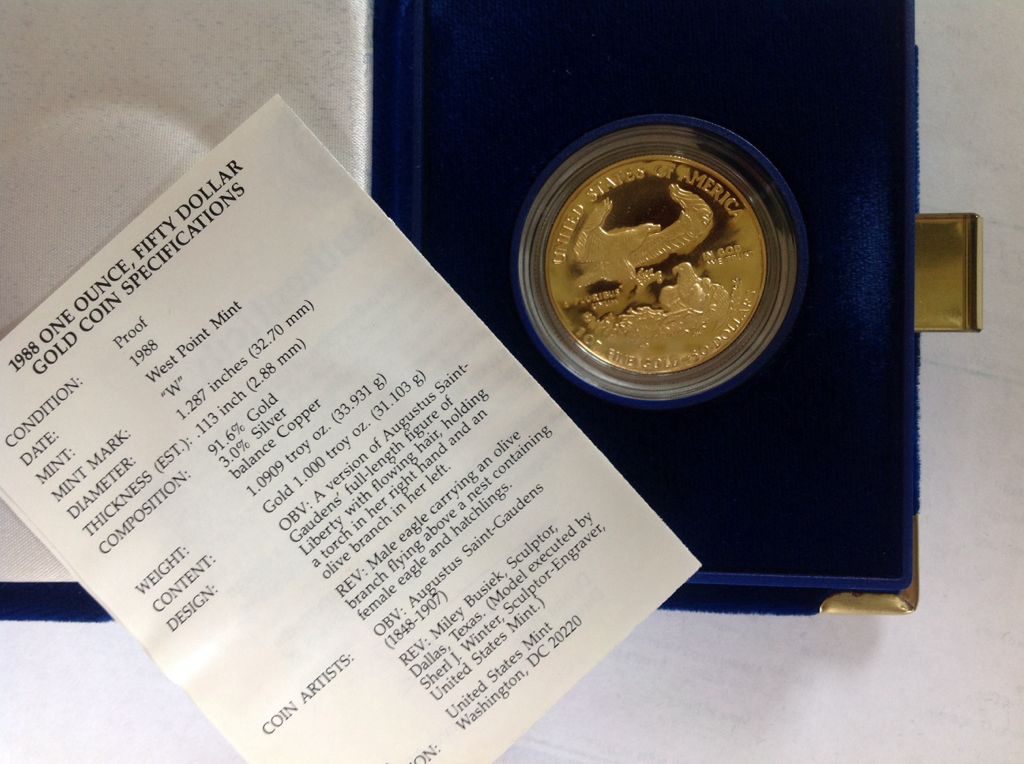 1988 American Eagle One Ounce Gold Coin  coin collectible - Main Image 2