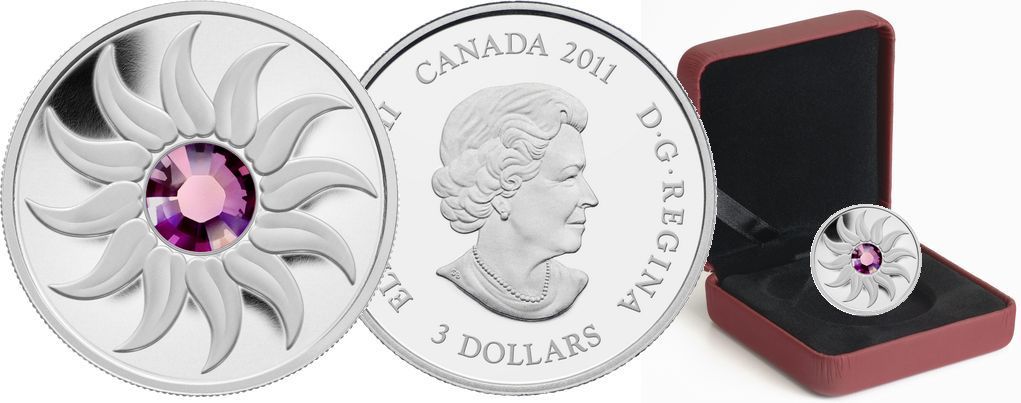 $3 Fine Silver Amethyst Coin  coin collectible - Main Image 2