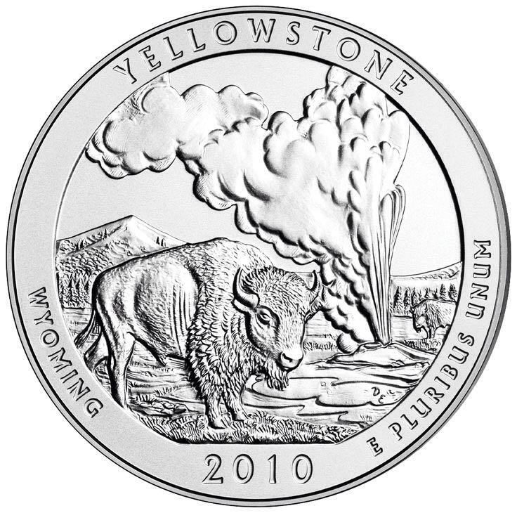 America The Beautiful 5 oz Silver Yellowstone National Park  coin collectible - Main Image 2