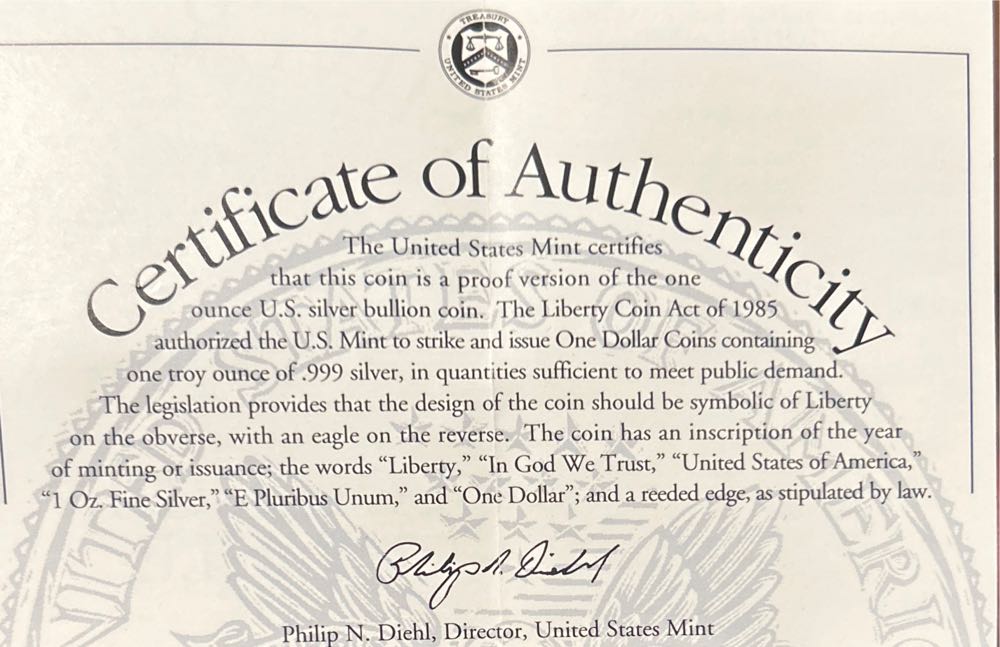 1998 Silver American Eagle  coin collectible - Main Image 3