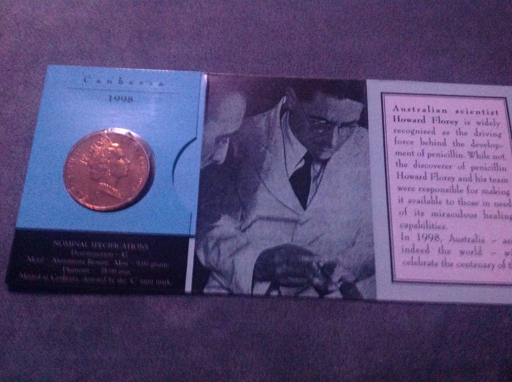 1998 Howard Florey $1  coin collectible - Main Image 2