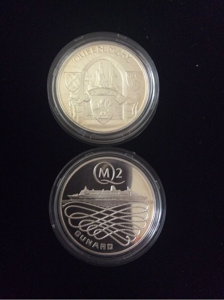 Cunard Queen Mary & Queen Mary 2 Medal & Stamp Set  coin collectible - Main Image 2