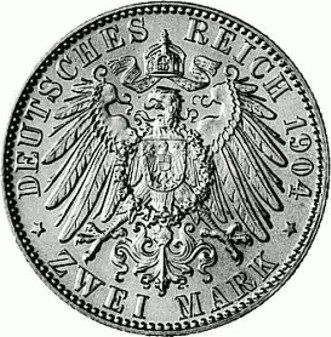 132 - SACHSEN : 2 Mark 1904 E - Georg Auf Den Tod  coin collectible - Main Image 2