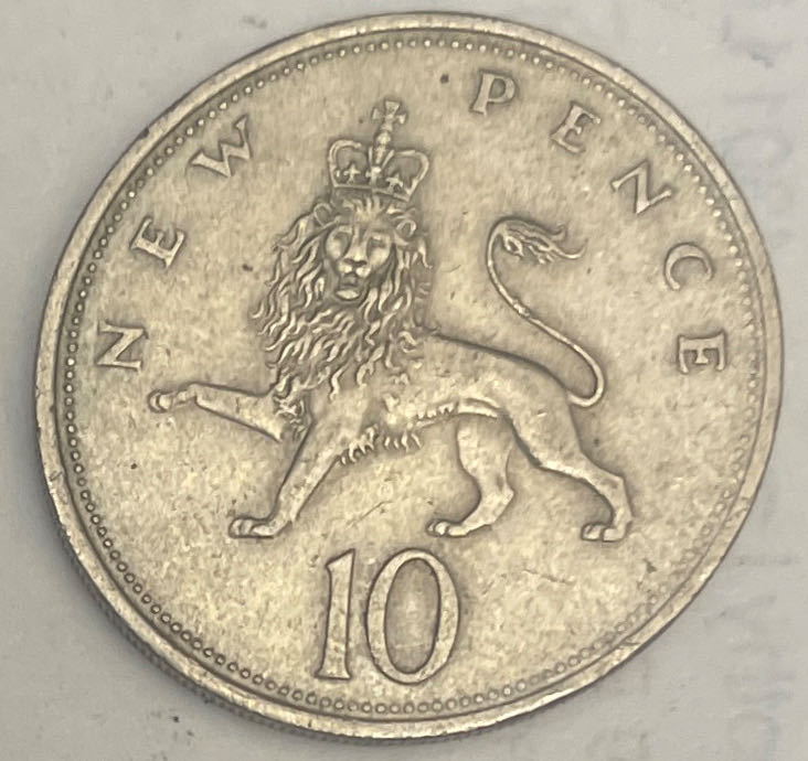 1-United Kingdom 10 New Pence 1974  coin collectible - Main Image 2