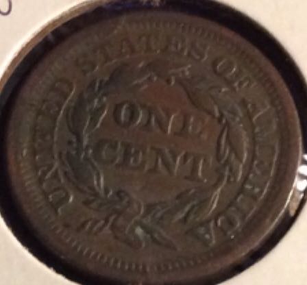 Cent, Large Cent Matron Braided Hair 1854  coin collectible - Main Image 2